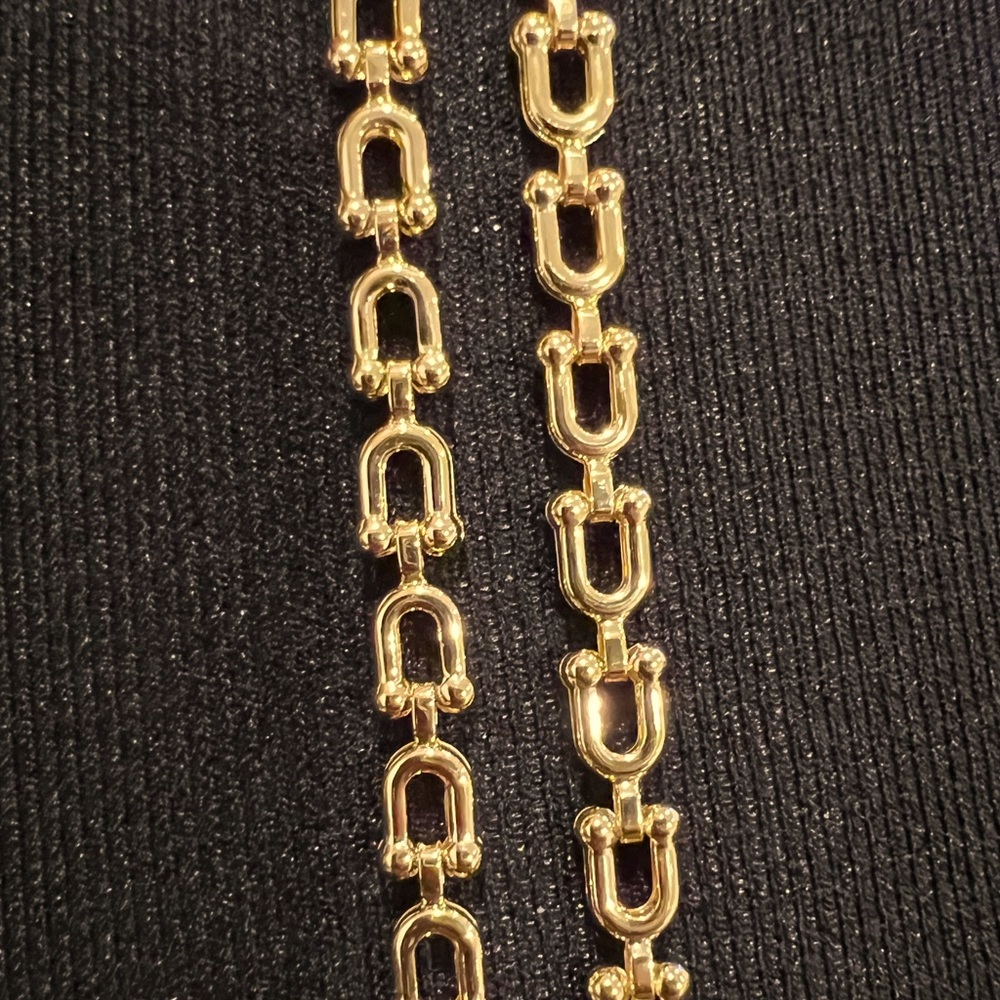 Gold Flat Link Necklace - image 4